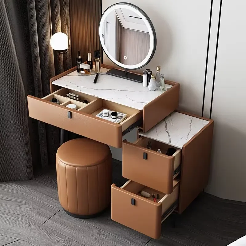 Home Furniture Wooden Dressing Table Makeup Designs Mirror with Big Drawer Set Modern Mesa Bedroom Dresser