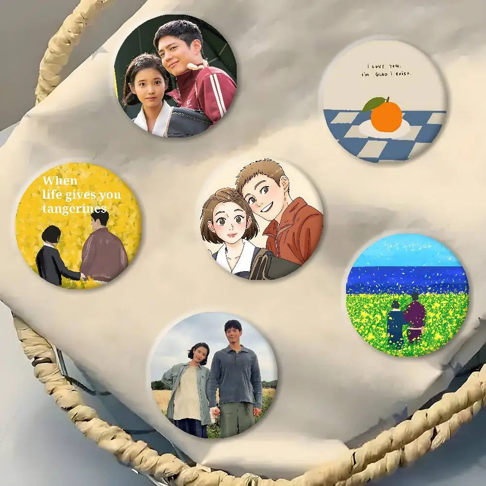 When Life Gives You Tangerines Enamel Badges Tinplate Soft Button Pin Brooch Metal Badge Jewelry Accessories Hat Bag Lapel