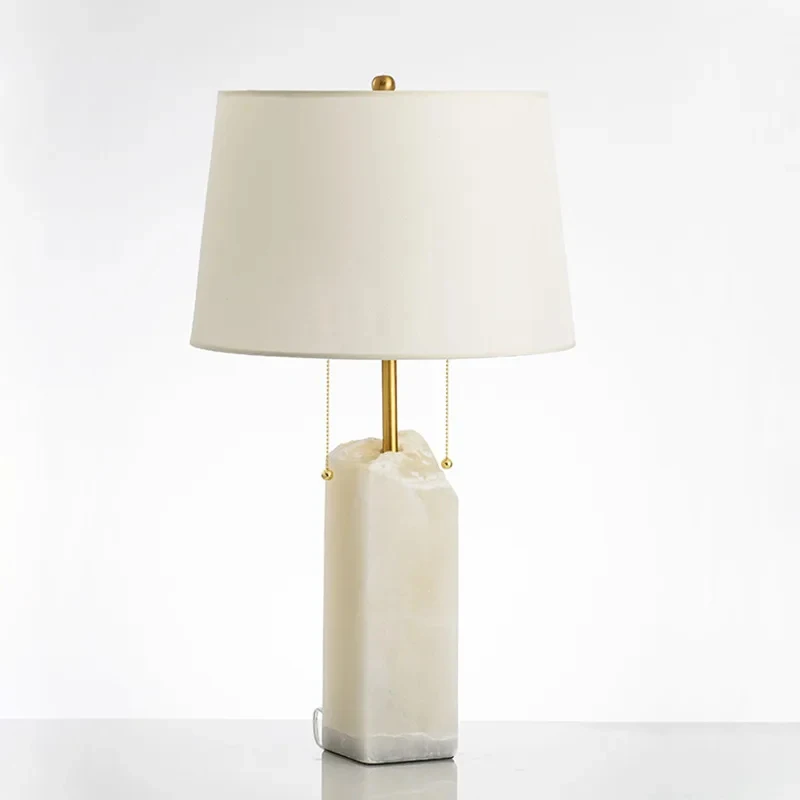 Postmodern marble gravel table lamp, living room, study, bedroom bedside lamp, model room decoration, fabric warmth