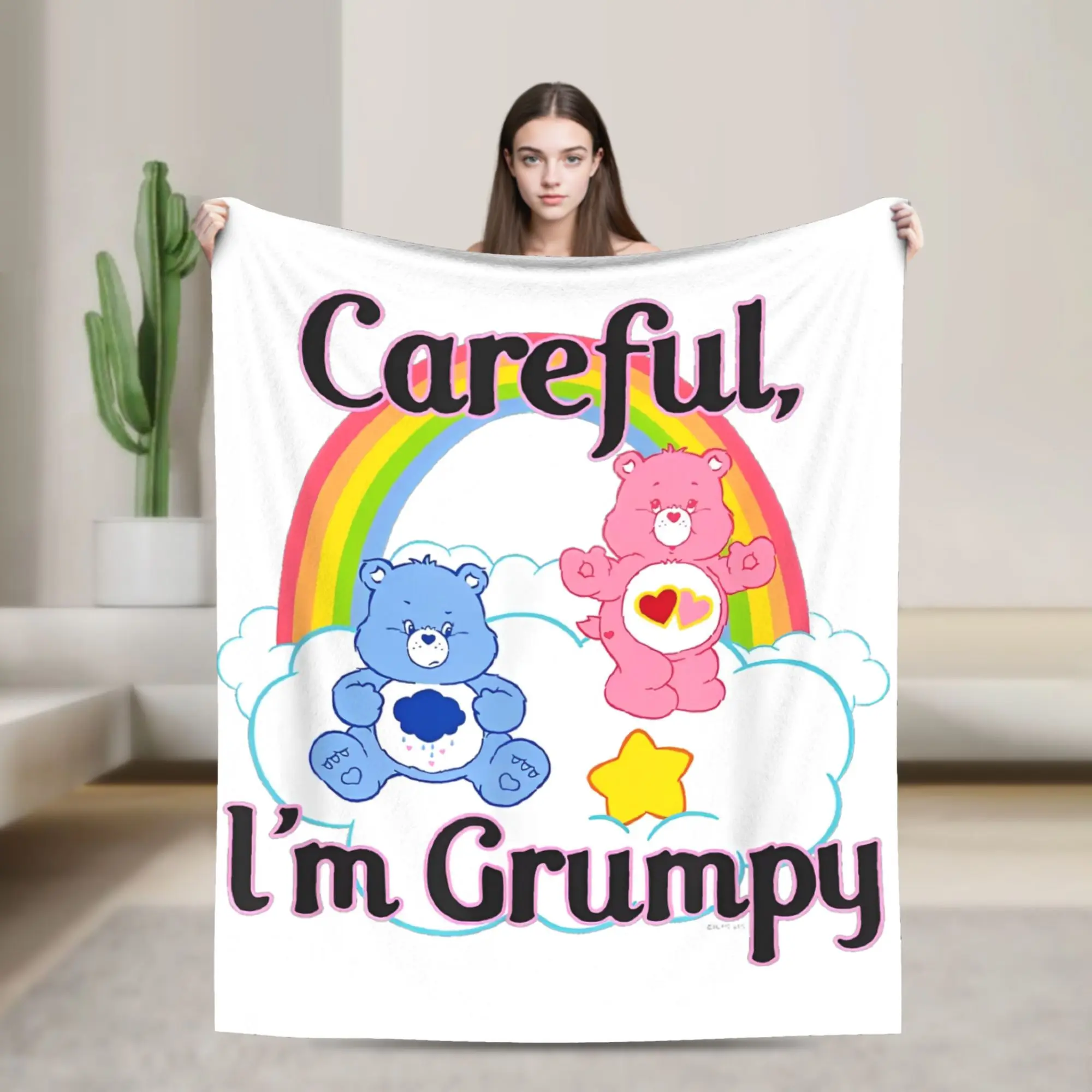 Care Bears Careful I'm Grumpy Coperta Decorazione in flanella Coperta calda multifunzione per biancheria da letto per auto domestica