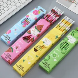 12Pcs/Set Kawaii Fruit HB Pencil Cute Strawberry Wooden Drawing Pencil with Rubber Sketch Pen Kids School Office Supplies Gift