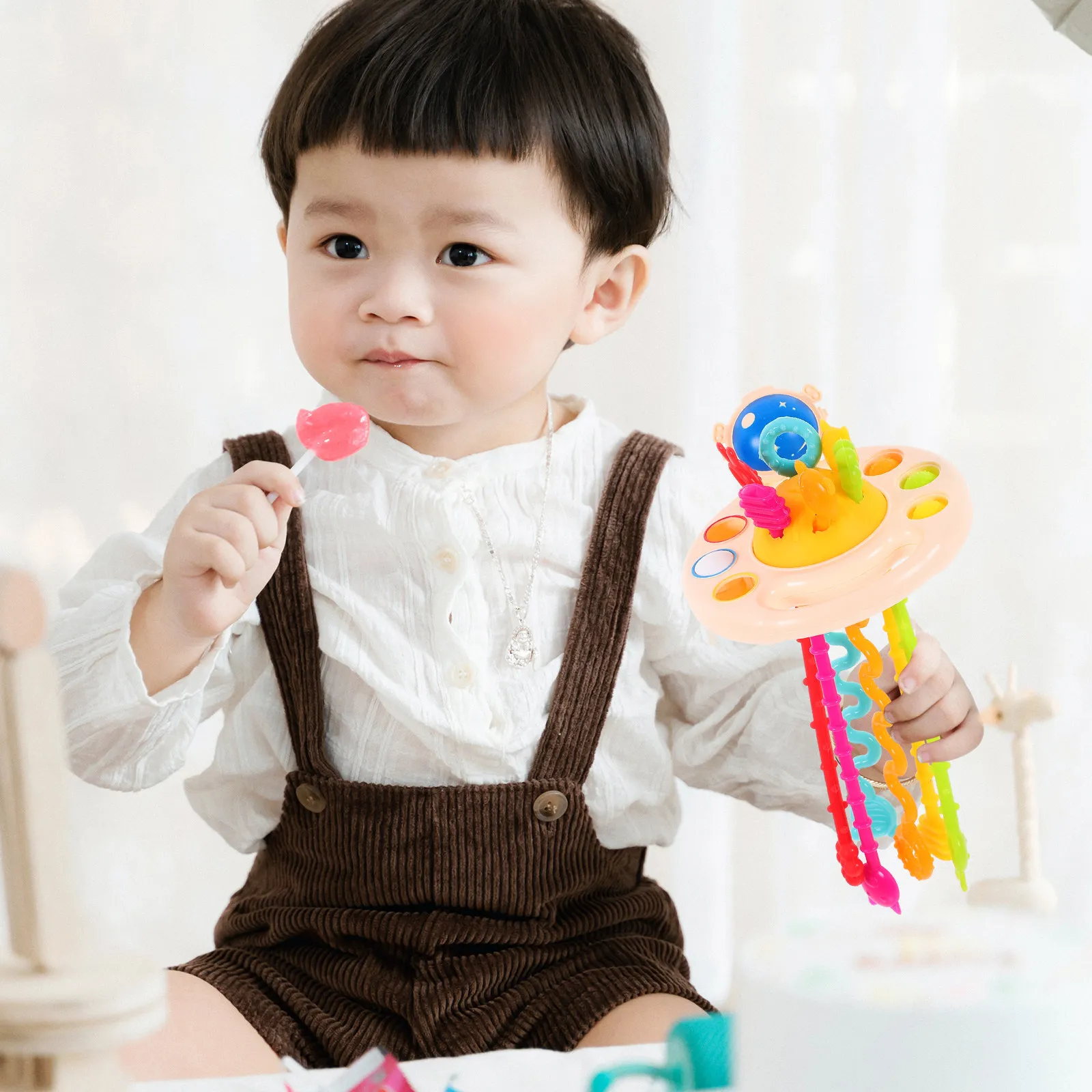 Fun Drawstring Rotating Toy Toddler Toys Montessori Baby Early Education Learning Fine Motor Skills Pull Infant Fidget Kids