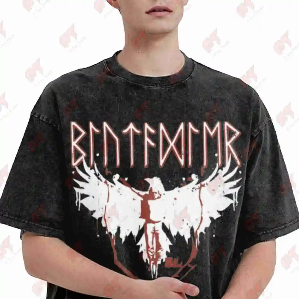 Shieldmaiden Blood Eagle Nordic Pride Strength Vintage Washed Tee Pure Cotton T-Shirt