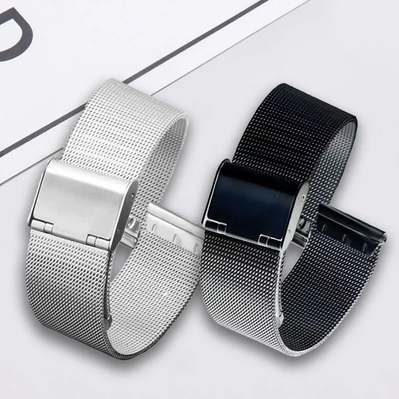 حزام ساعة ميلانيزي من الفولاذ المقاوم للصدأ 14 ملم 16 ملم 18 ملم 20 ملم 22 ملم لساعة سامسونج جالاكسي