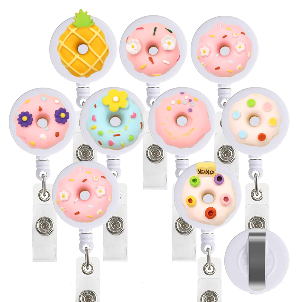 9pcs Lot Sweet Flower Retractable ID Card Badge Holder Clip Reel for Nurse Doctor Hospital Office Woman Credentials Holder