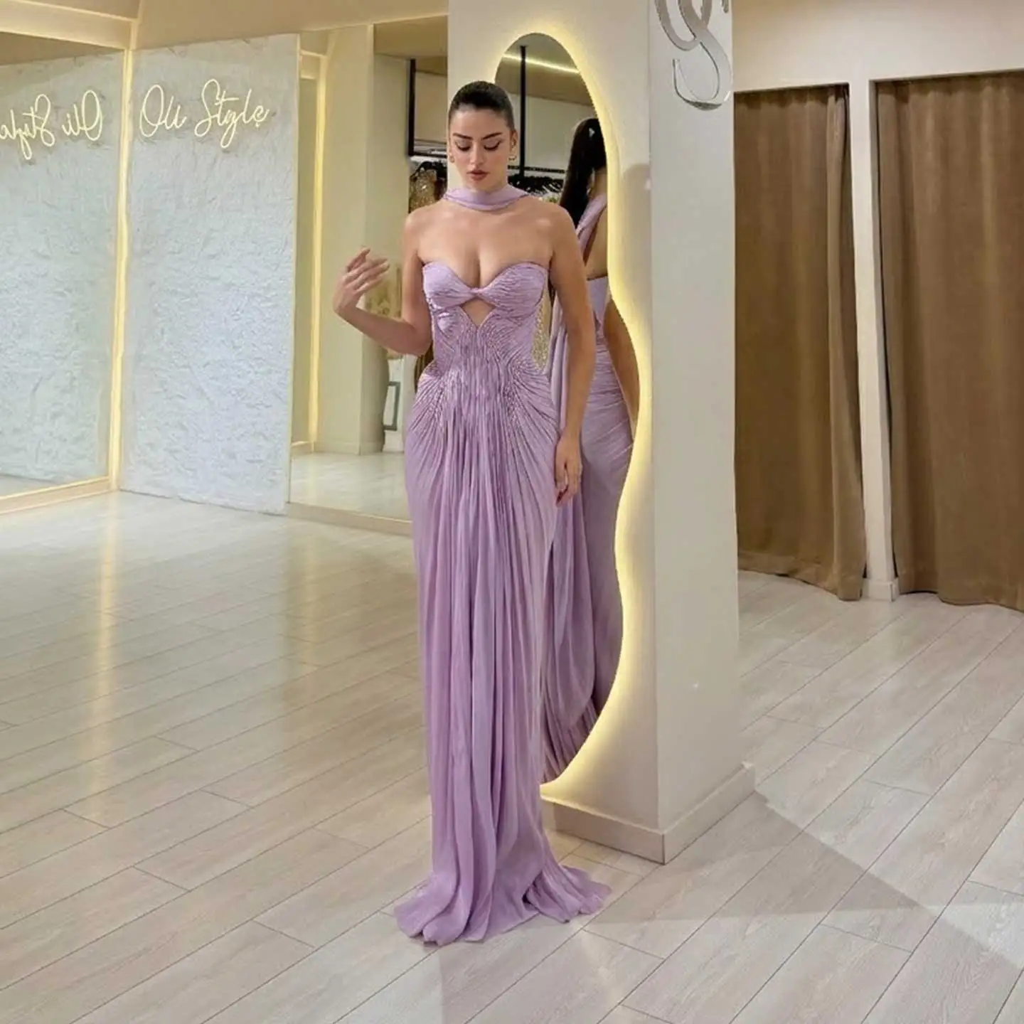 Remote Moon Dubai Elegant Sweetheart Evening Dress Twist Cutout Pleated Mermaid Arabic Wedding Guest Prom Gown MN666 Customized