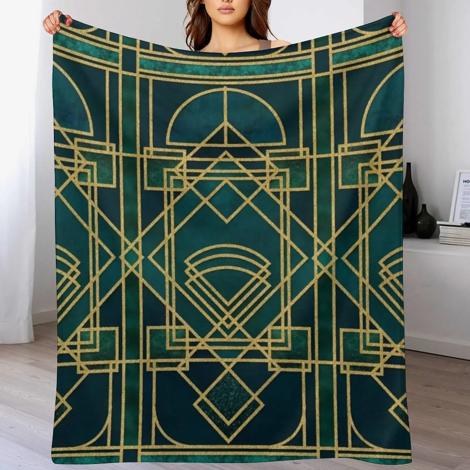 Art Deco Elegant Gatsby Style Throw Blanket Cute Plaid Fashion Sofas Personalized Gift Blankets