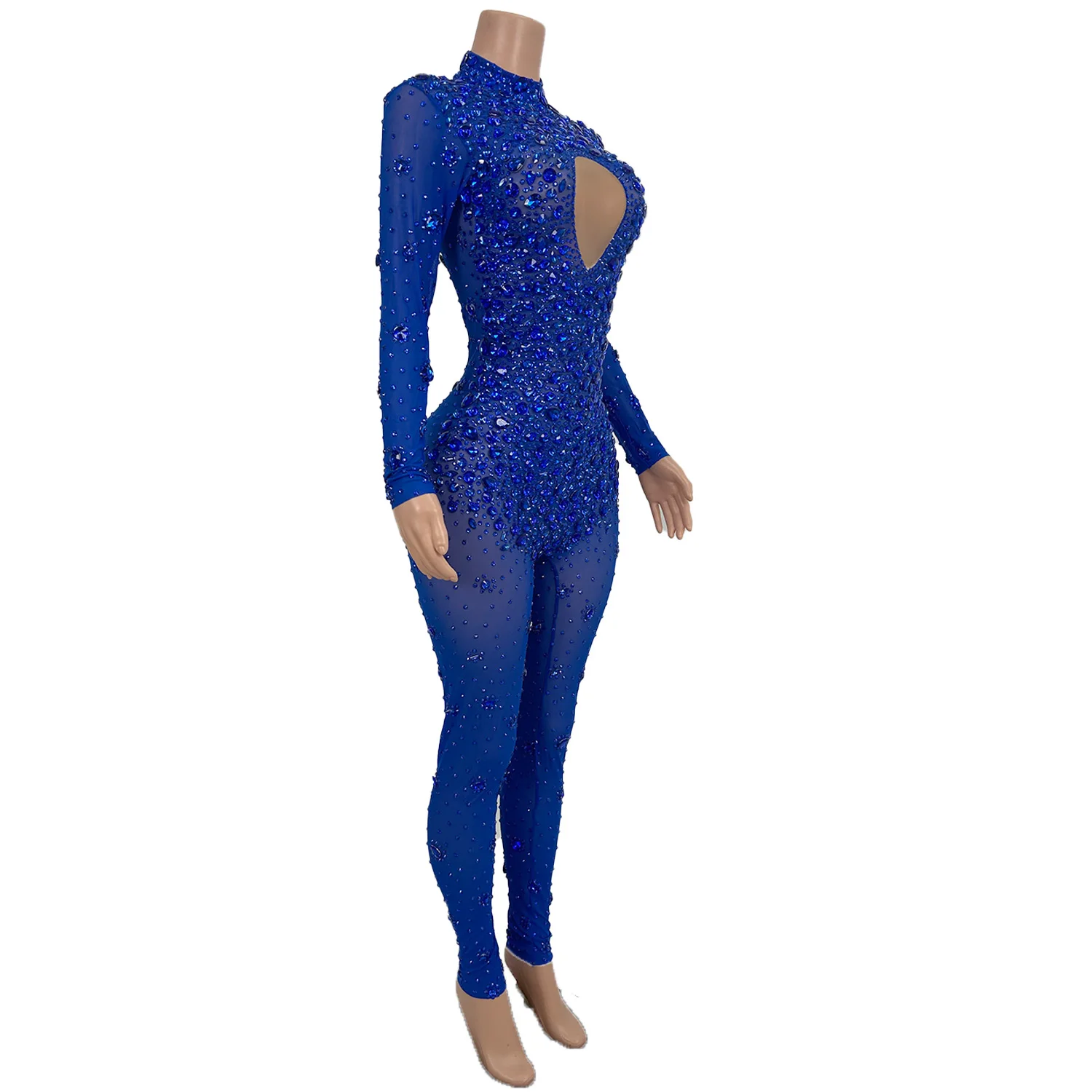 Damen Sexy Strass-Bodysuit Bühnenoutfit - close-up view