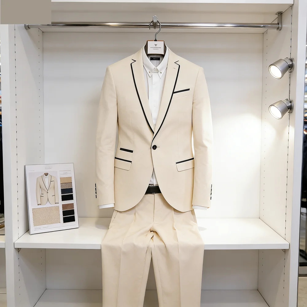 

Terno formal estilo clássico masculino, um botão, lapela, jaqueta e calças, smoking para noivo, slim fit, negócio, casual, 2 peç