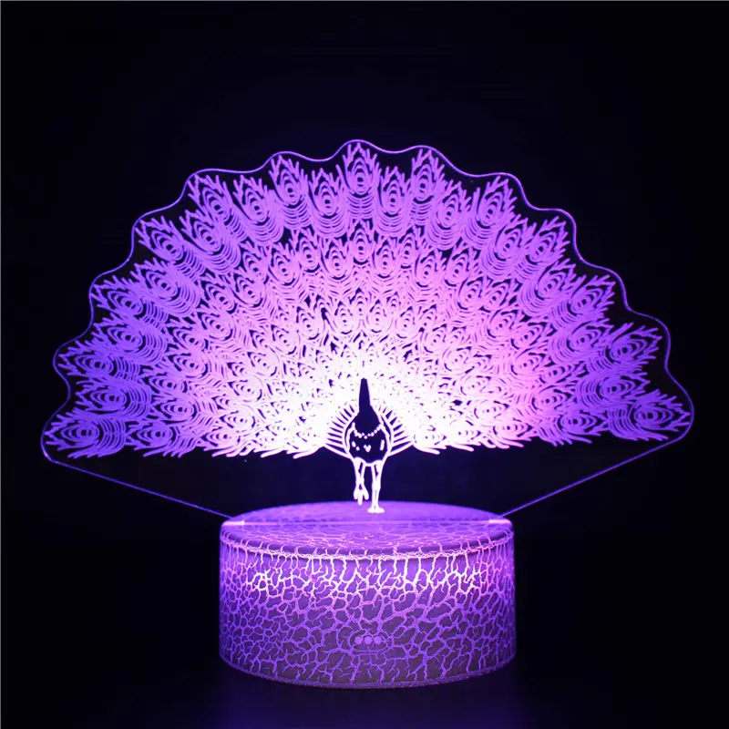 Nighdn Peacock Night Light for Girls Room Decor Touch 7 Color Changing USB Table Bedside Lamp LED Child Nightlight Kids Gifts