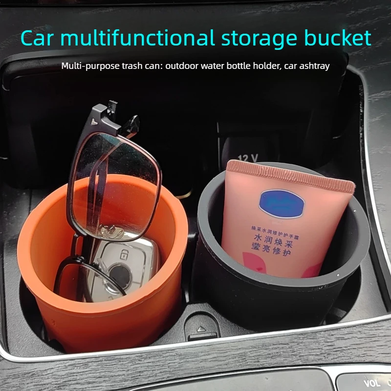FOR Universal Car Liquid Silicone Trash Cup Multi‑Functional Storage Bucket Non‑Slip Washable Odor‑Free Interior Accessory