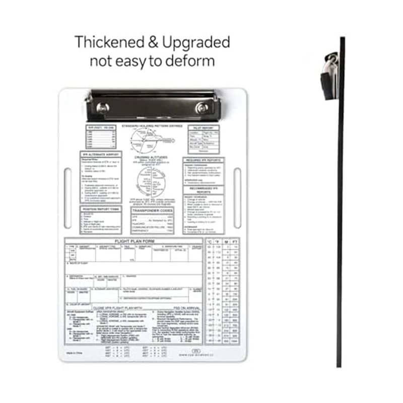 IFR 파일럿 클립보드, 업그레이드 된 알루미늄 무릎 패드, 항공 금속 클립, 유틸리티 펜꽂이 및 편안한 나일론 스티커 스트랩, 내구성