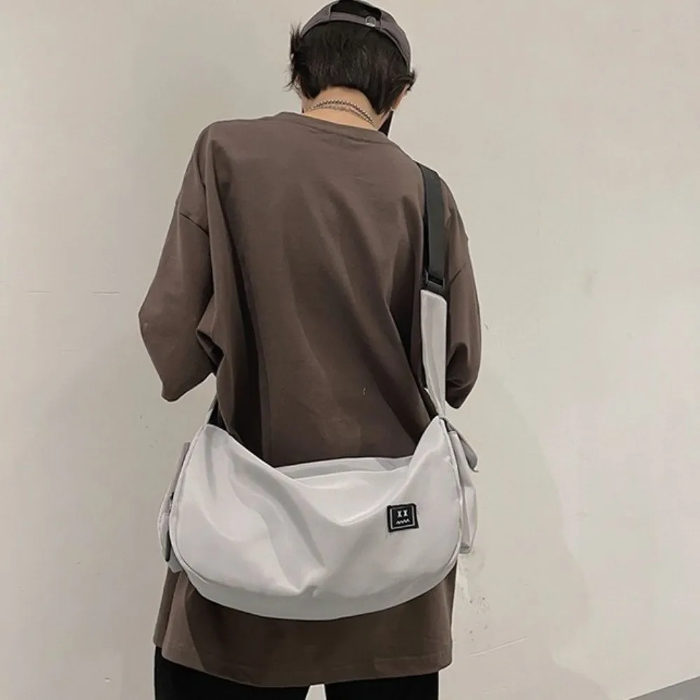 Large Capacity Nylon Shoulder Bag Harajuku Korean Style Canvas Dumpling Bag Solid Color Commute Sports Crossbody Bag Streetwear