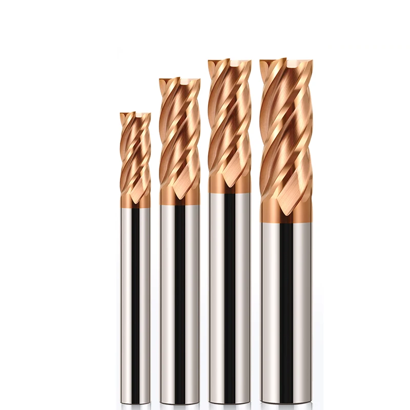 HRC55 4-Flute Nano Coating Flat End Mill Tungsten Steel Carbide Endmills CNC Mechanical Machining lengthen Milling Cutter Tools