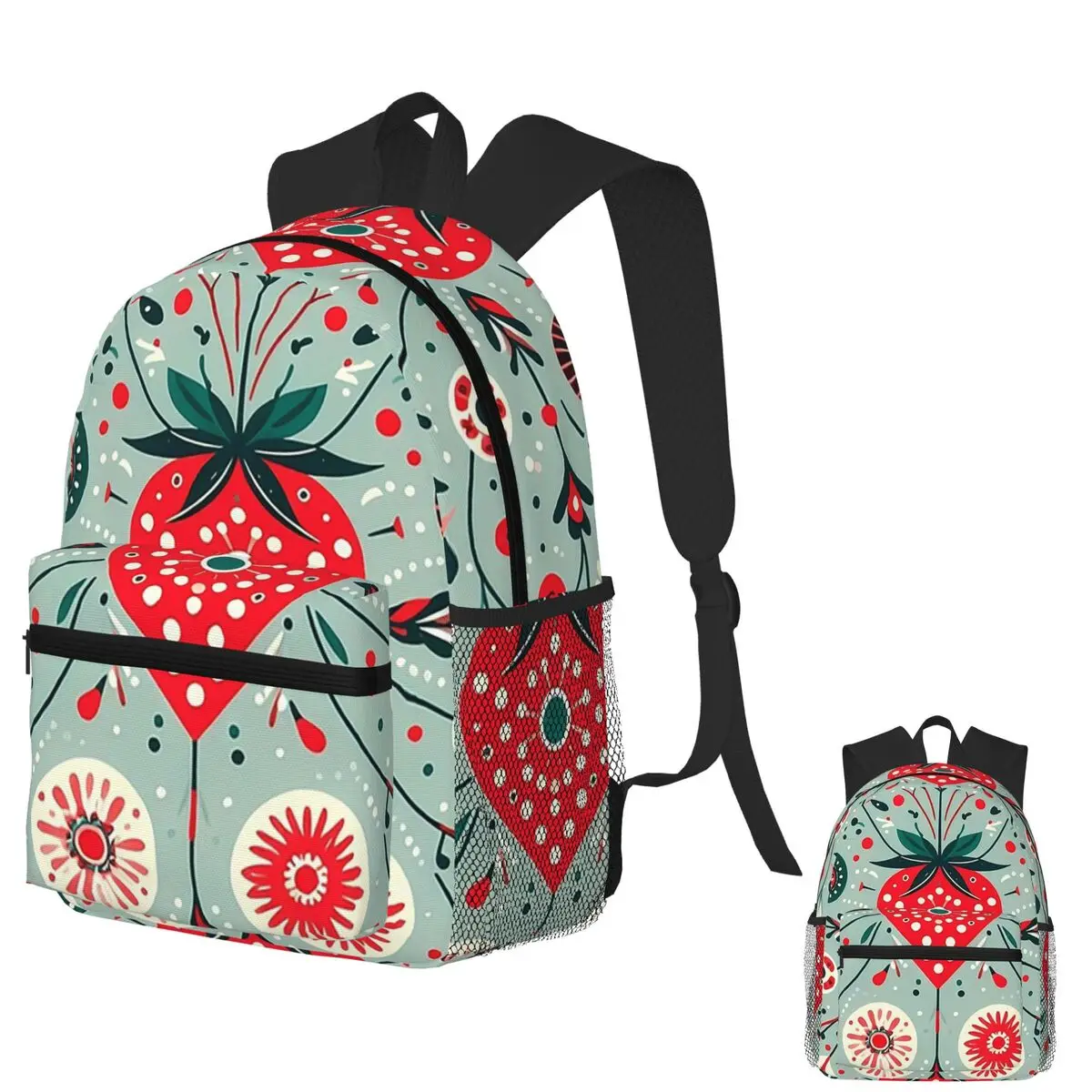 

Vibrant Summer Strawberry Motif Backpack Daypack Large Capacity Kids BookBag School Bag Shoulder Bags for Men Women
