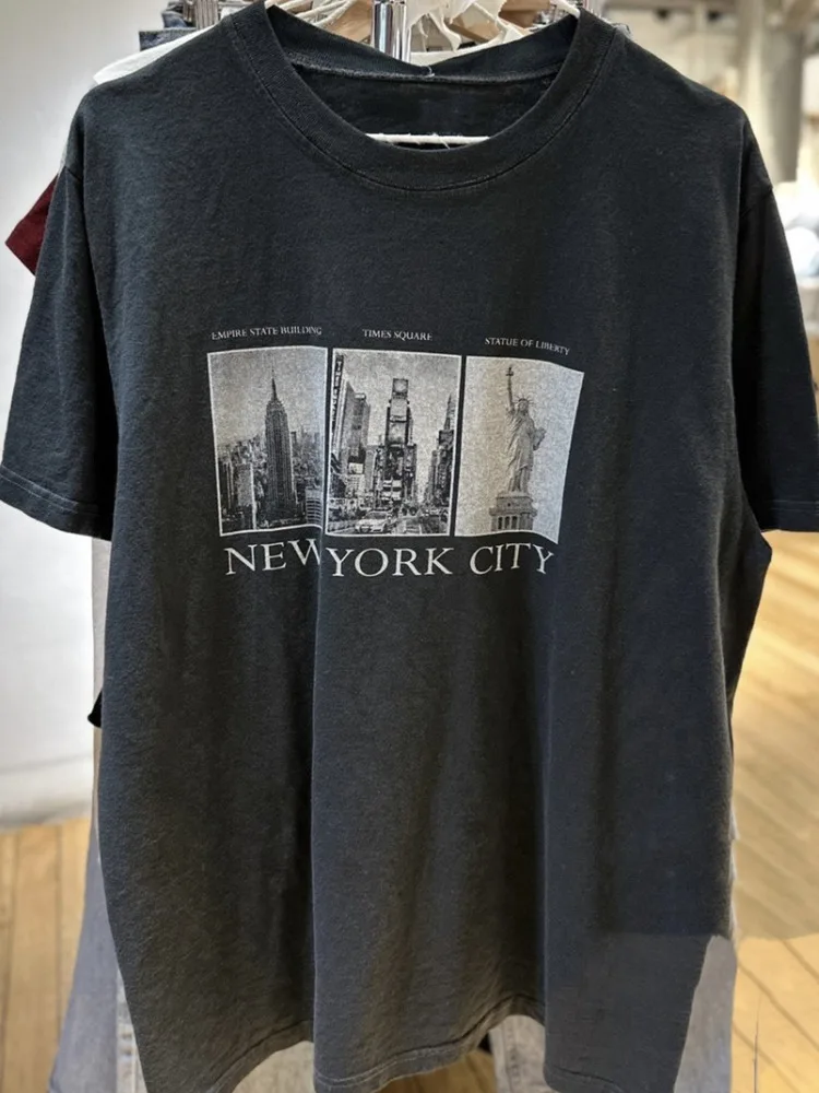 New York City Print Loose Tees Women Summer Round Neck Neck White Cotton Short Sleeve T-shirts Female Streetwear Oversized Tops