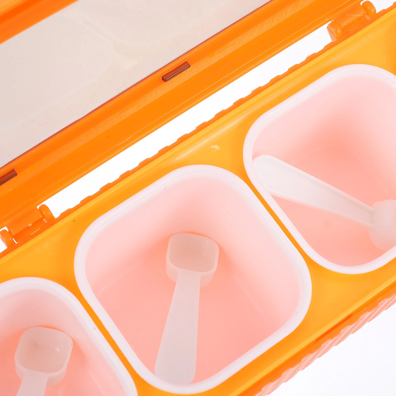 

Plastic Condiment Container 4Compartment Spice Box Clear Lid Salt Pepper Sugar Storage Kitchen Accessories Home Use