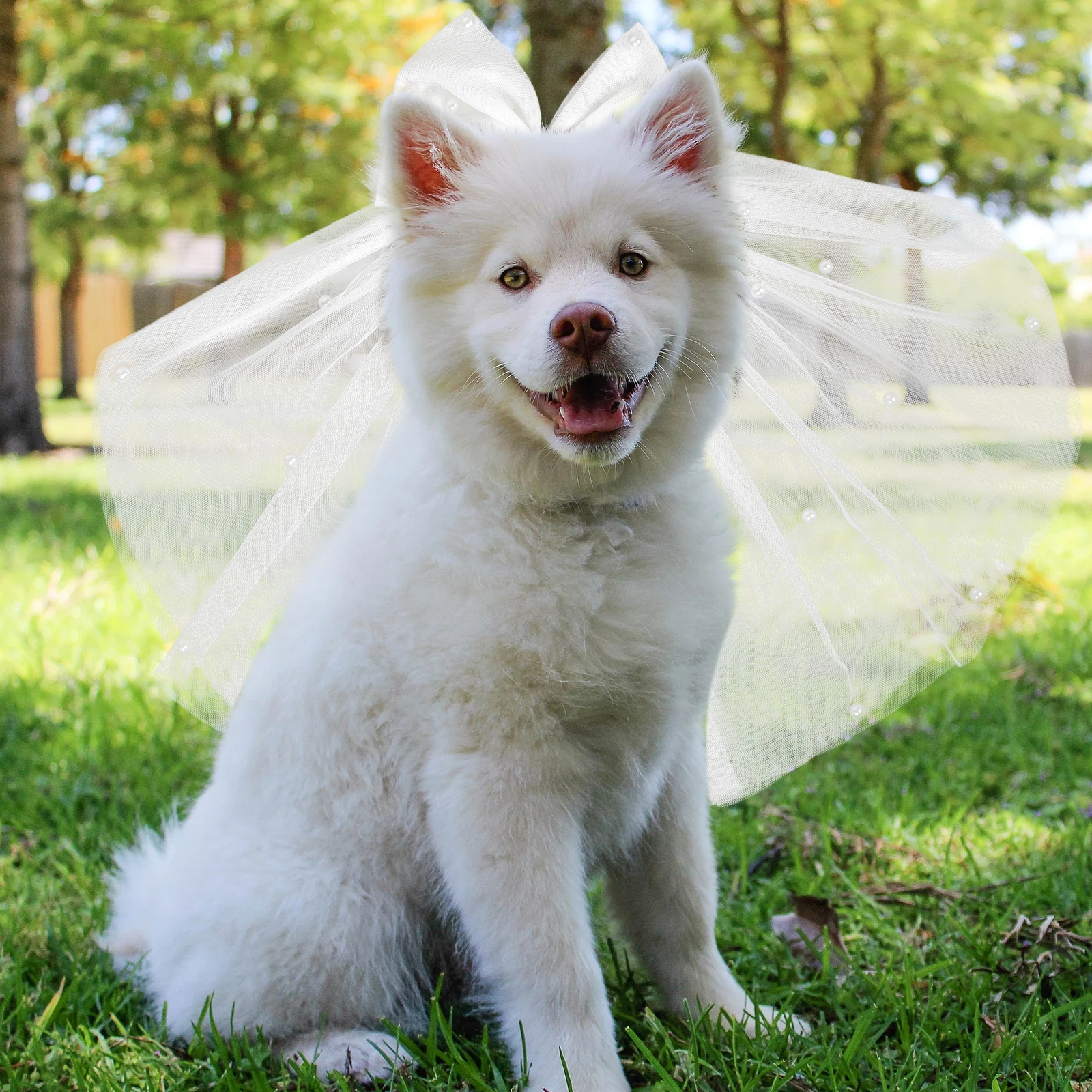 

Pet Wedding Headdress Cat Costume Dog Bridesmaid Attire Headwear Veil Polyester Decoration