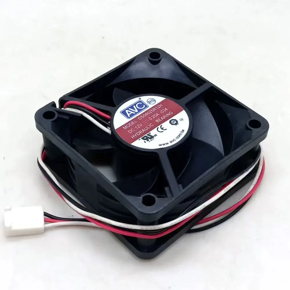 6cm Axial Fan for AVC DS06025R12H 60mm x 25mm DC 12V Cooling Fan with Tachometer Speed ​​Sensor for CPU Cabinet and Power Supply