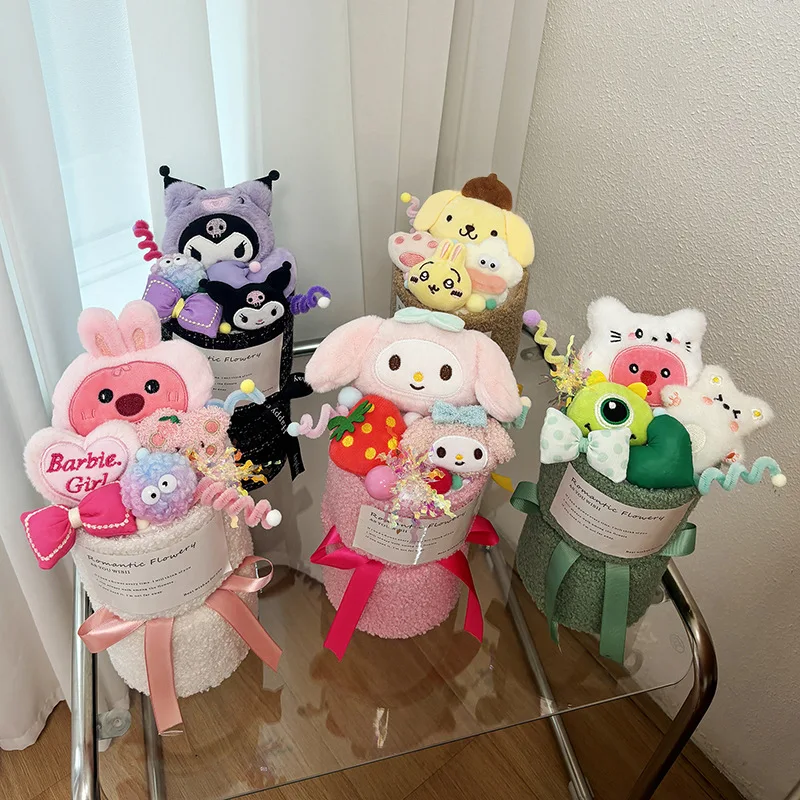 

Kawaii Cinnamoroll Kuromi Flower Bouquet Doll Birthday Gift Cute Cartoon Doll Bouquet Valentine's Day Children Christmas Toys