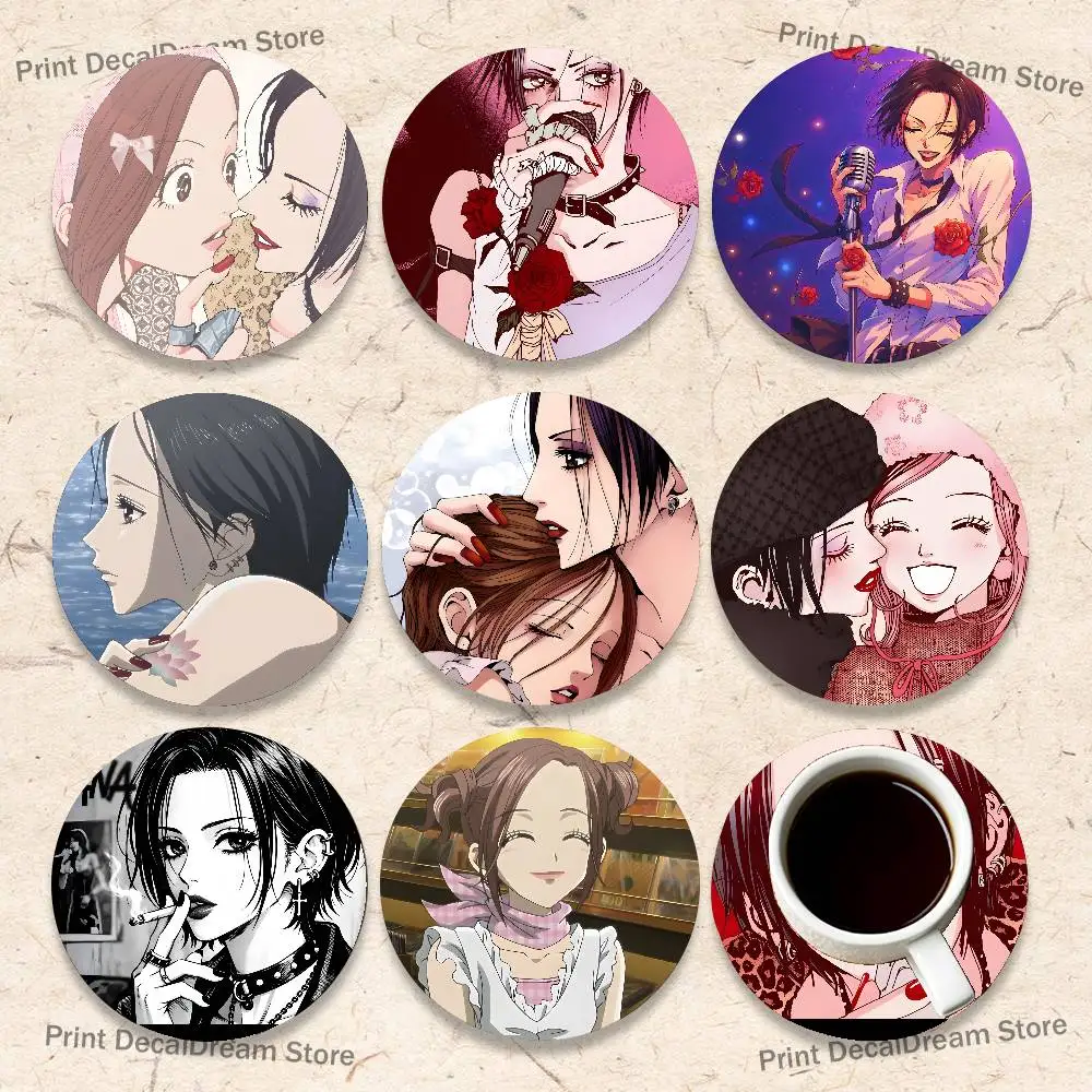 

N-Nana Anime Round Coaster Non-slip table mat Insulated Coasters Kitchen Dining Room Tabletop Decor