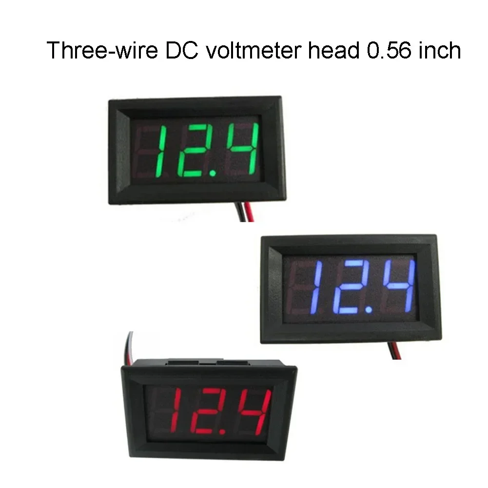Voltímetro Digital LED CC de 0,56 pulgadas DC0V-30V 3 cables amperímetro Digital voltímetro voltímetro probador de Panel para motocicleta y coche