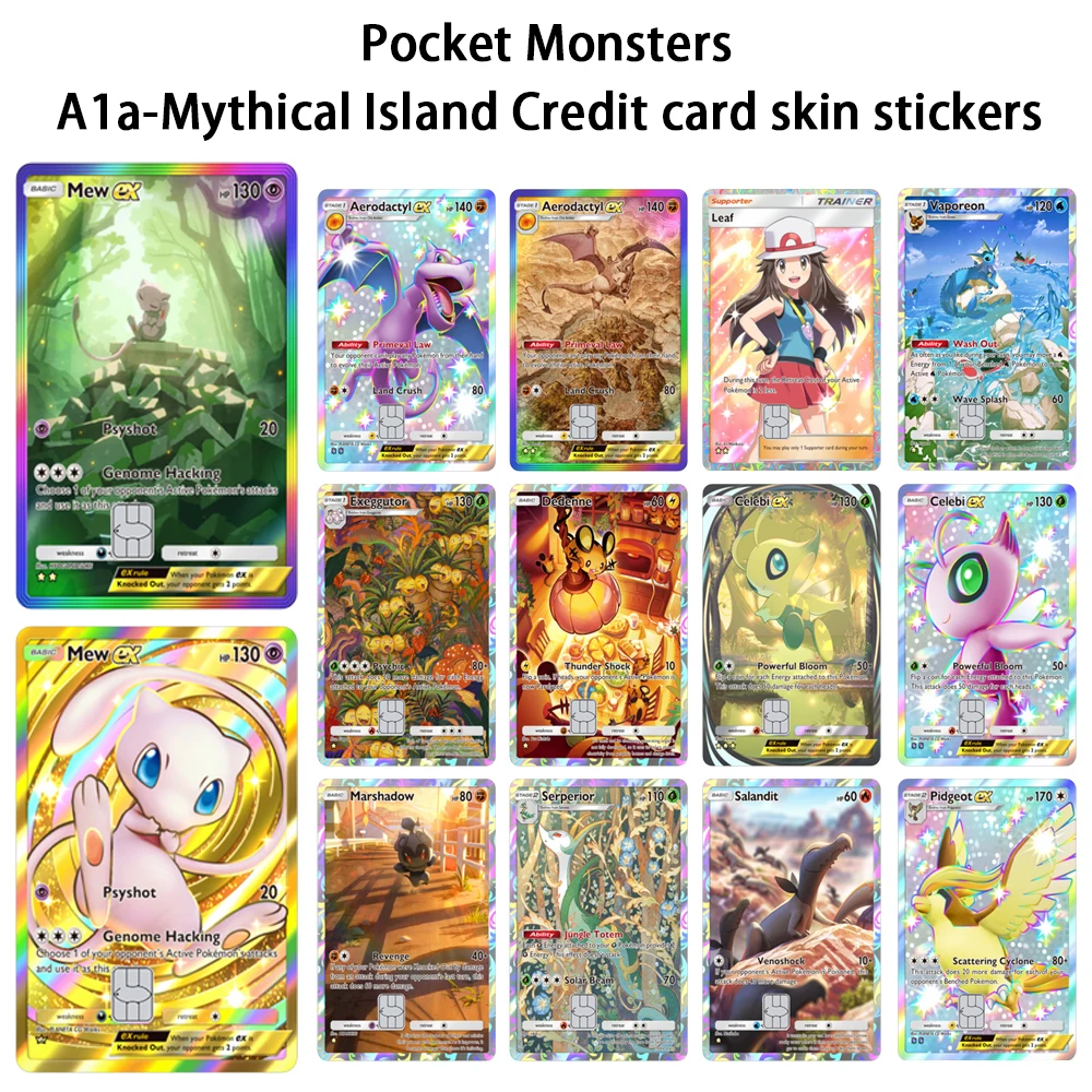 Pocket Monsters Credit Card Skin Stickers A1a Mythical Island Series for VISA Credit Card Debit Beautify Decoration No Residue