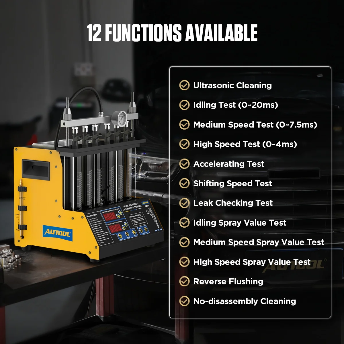 AUTOOL CT200 Injector Ultrasonic Cleaner & Tester Machine Gasonline Nozzle Cleaner Fuel Injectors PK CNC602A