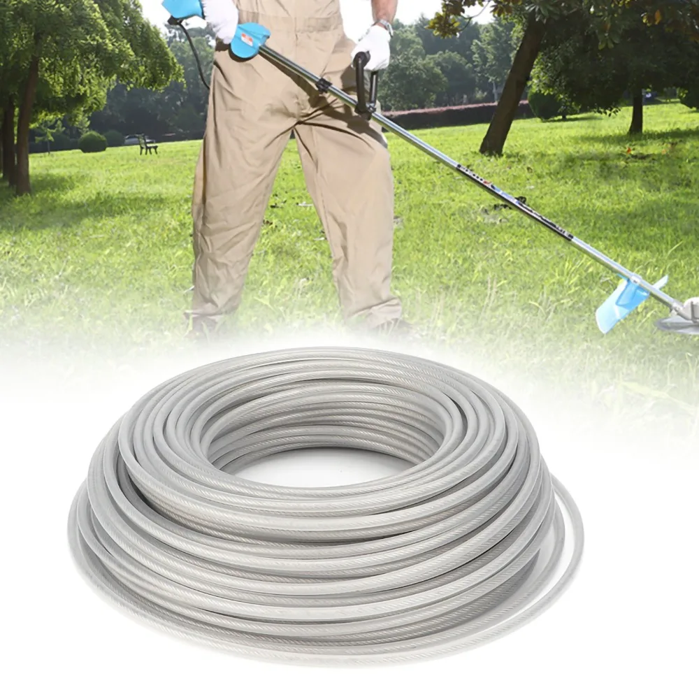 Durable Steel Metal Core Grass Trimmer Line Compact Silver Brush Cutter Rope Round Universal Weed Eater String