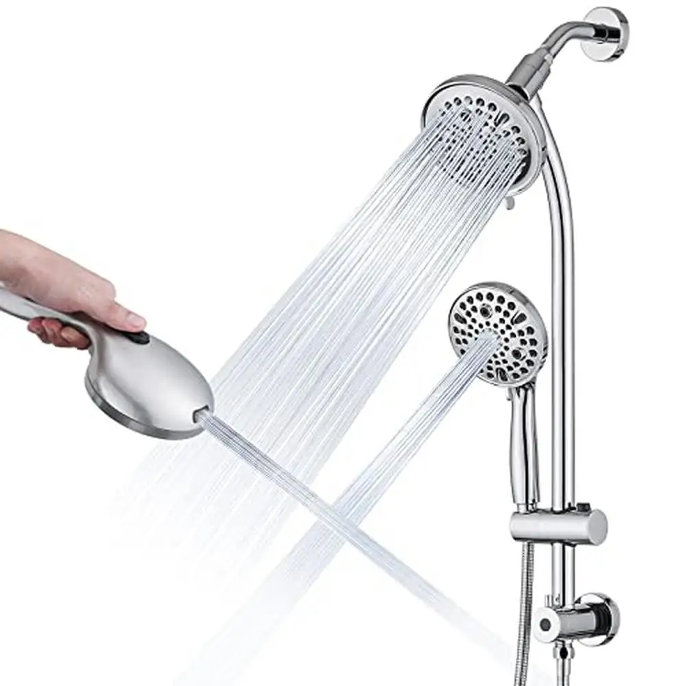 Adjustable Height Dual Shower Head Combo with Powerful Jet Cleaning Function 26