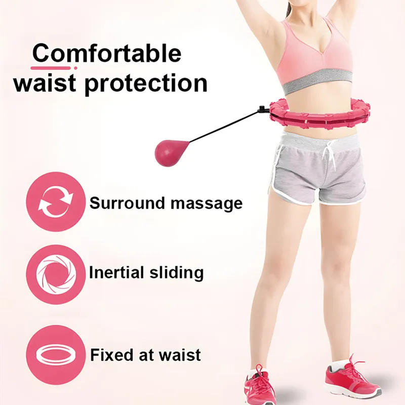 24 Knots Adult Plus Size Adjustable Weighted Sports Hoops Smart 2-in-1 Detachable Exercise for Weight Loss Fitness Circle Hoops