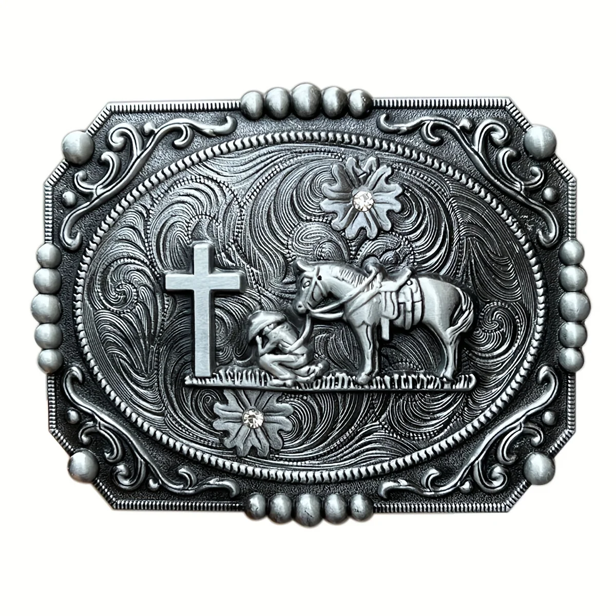 

T-DISOM Men's Large Prayer Belt Buckle Fashion Leather Accessory Retro Design Unisex