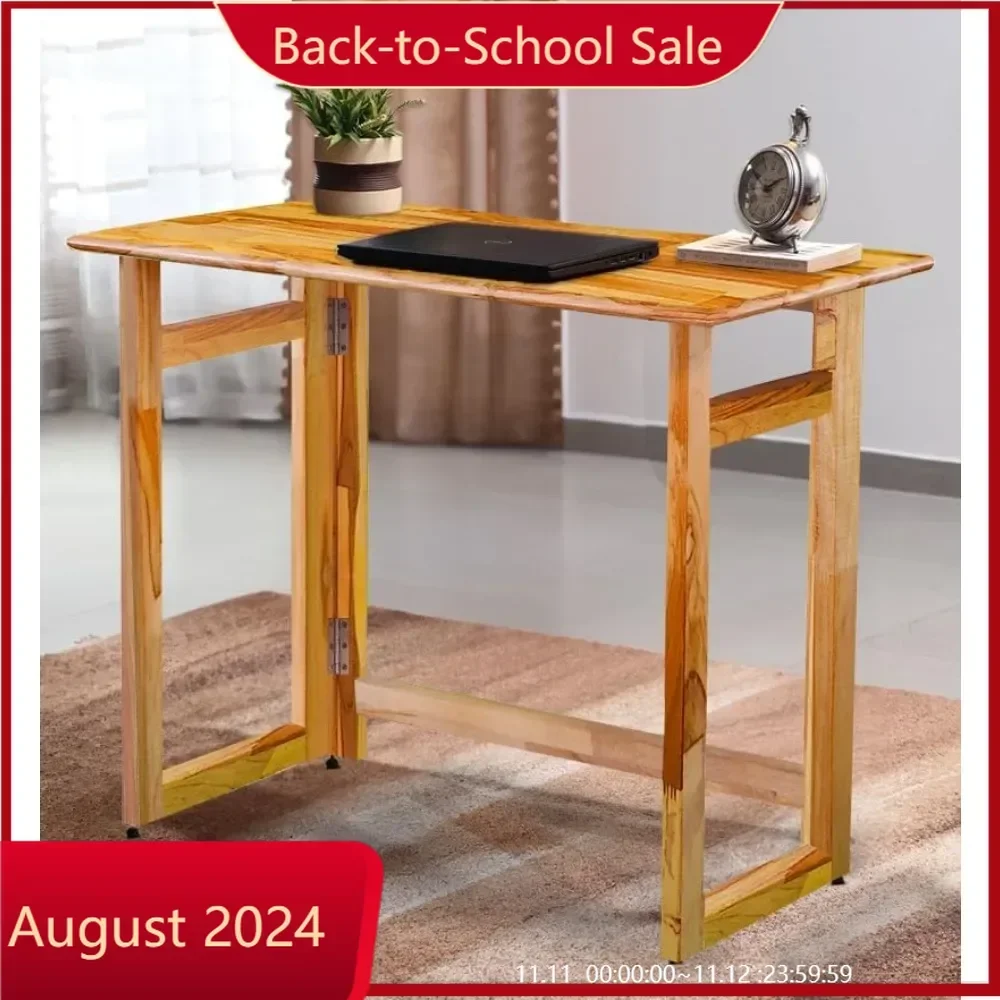 

Solid wood folding table table, writing, laptop, PC, space saving, easy storage, stylish design, natural color for small space