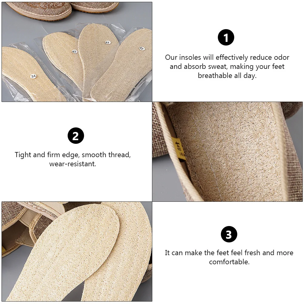 

1 Pair Loofah Insoles Wear-Resistant Breathable Natural Shoe Inserts For Sweat Absorption Foot Use Athletic Comfort