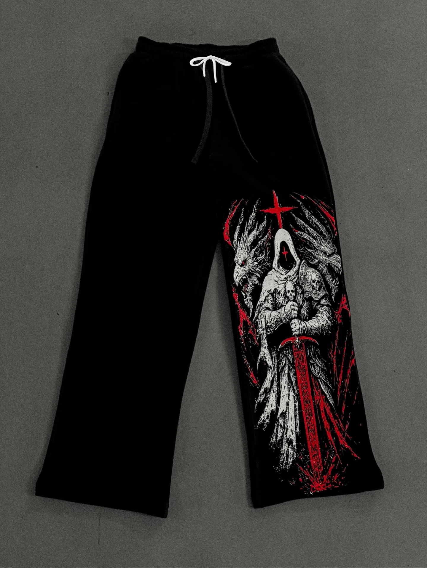 2026 Y2K Schwarz-Weiße Totenkopf-Gothic-Freizeithose Herren Amerikanische Retro-Punk-Dunkel-Jogginghose Harajuku-Trend-Sweatpants – Detail 14
