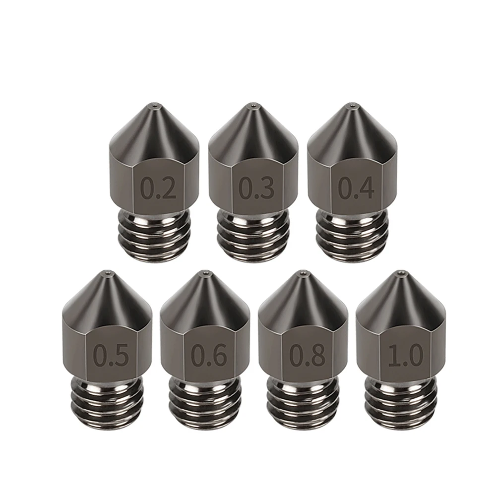 MK7 MK8 Nozzle Super Hard Steel Mold Steel Corrosion-Resistant Extruder Threaded 1.75mm 3D Printer Nozzle for Ender 3 Pro