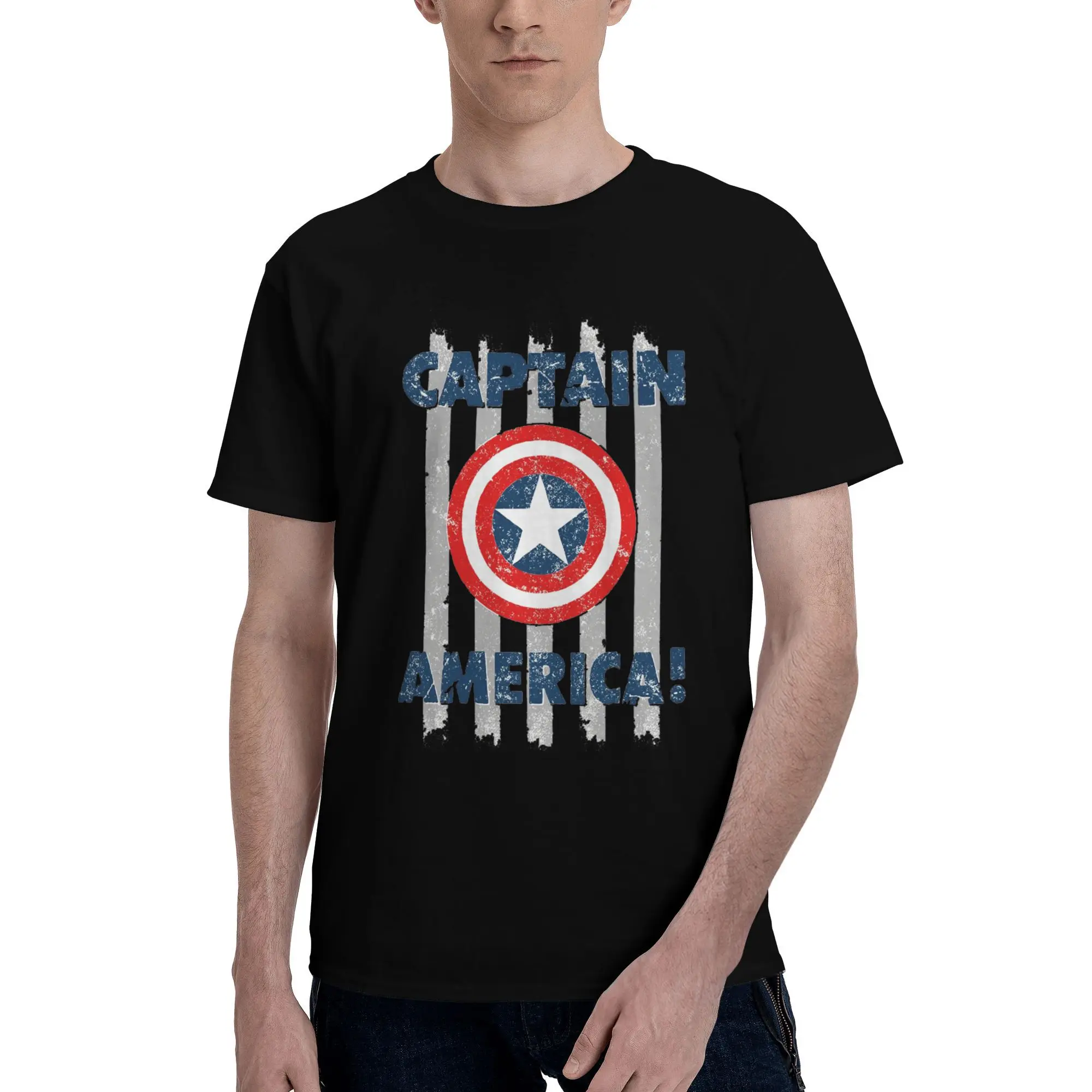 

Custom Captain America T Shirt for Men Pure Cotton Tshirt Casual Tee Short Sleeves T-shirt Slim Fit Clothing