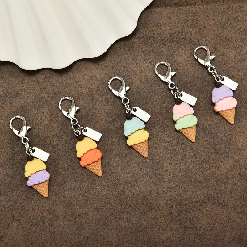 

Fun handcrafted simulated Popsicle resin ice cream, packaged key chains, personalized and creative Popsicle key chains