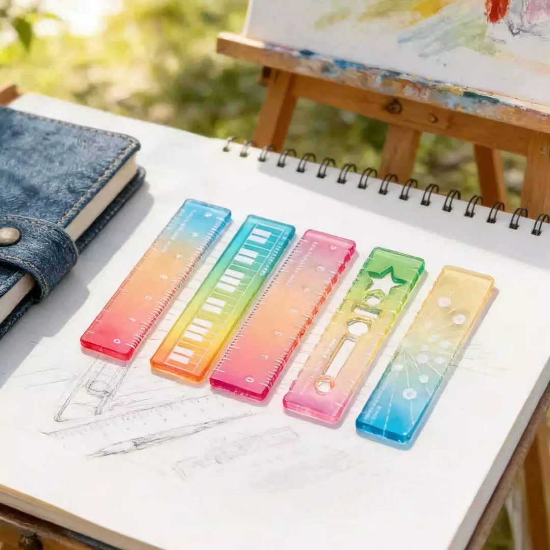 5 Pieces of Mini Handmade Rulers, Pocket Rulers with Various Drawing Modes, Notebook Drawing Rulers, 7cm in Length, Suitable for