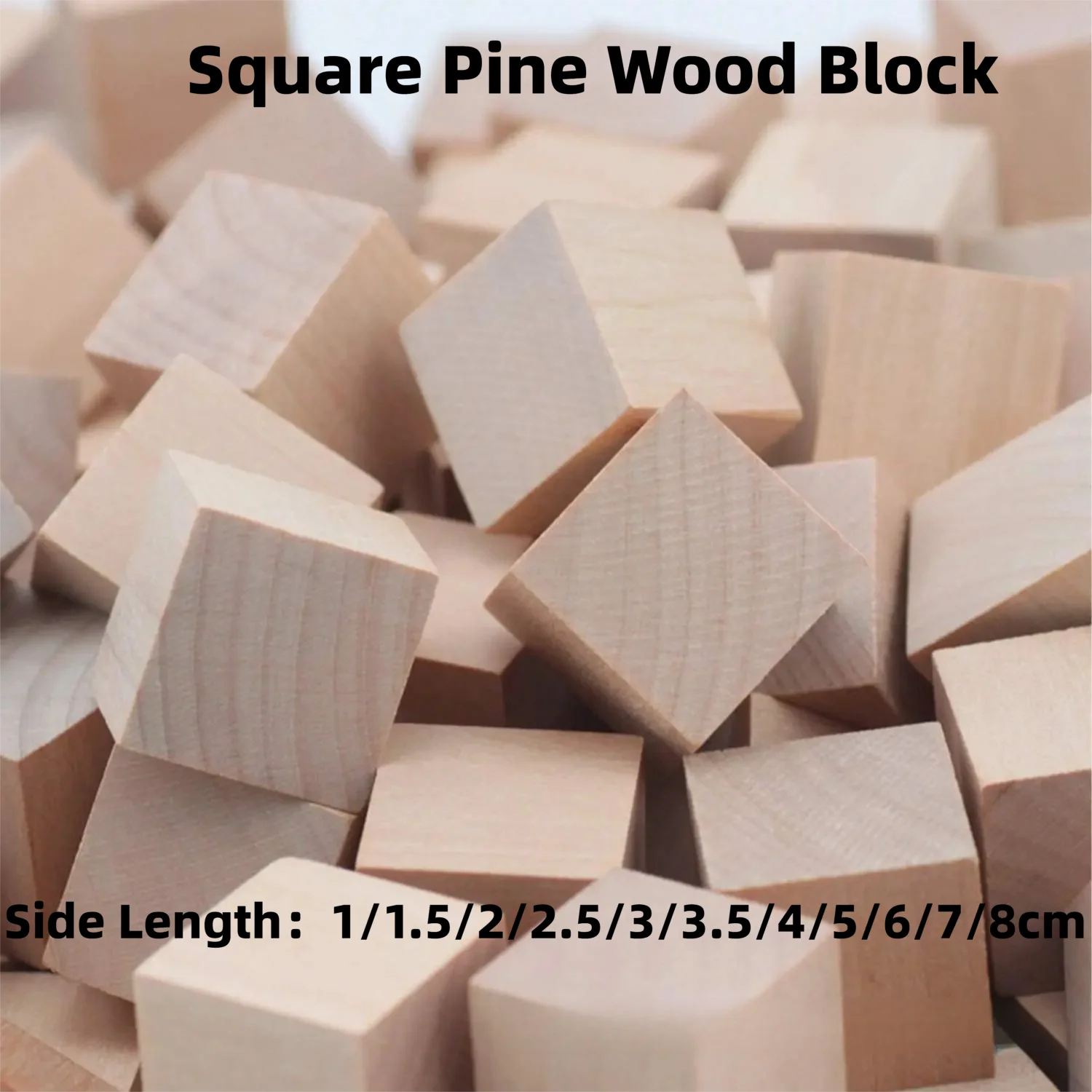  5-100PCS 1-8cm Unfinished Blank Mini DIY Wooden Square Blocks Wood Solid Cubes for Woodwork Craft Kids Puzzle Making Material