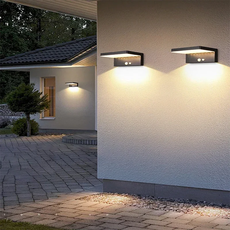 Luz LED Solar de pared para exteriores, Lámpara decorativa con Sensor de movimiento, a prueba de humedad, para jardín, Villa, patio, porche, paisaje, novedad