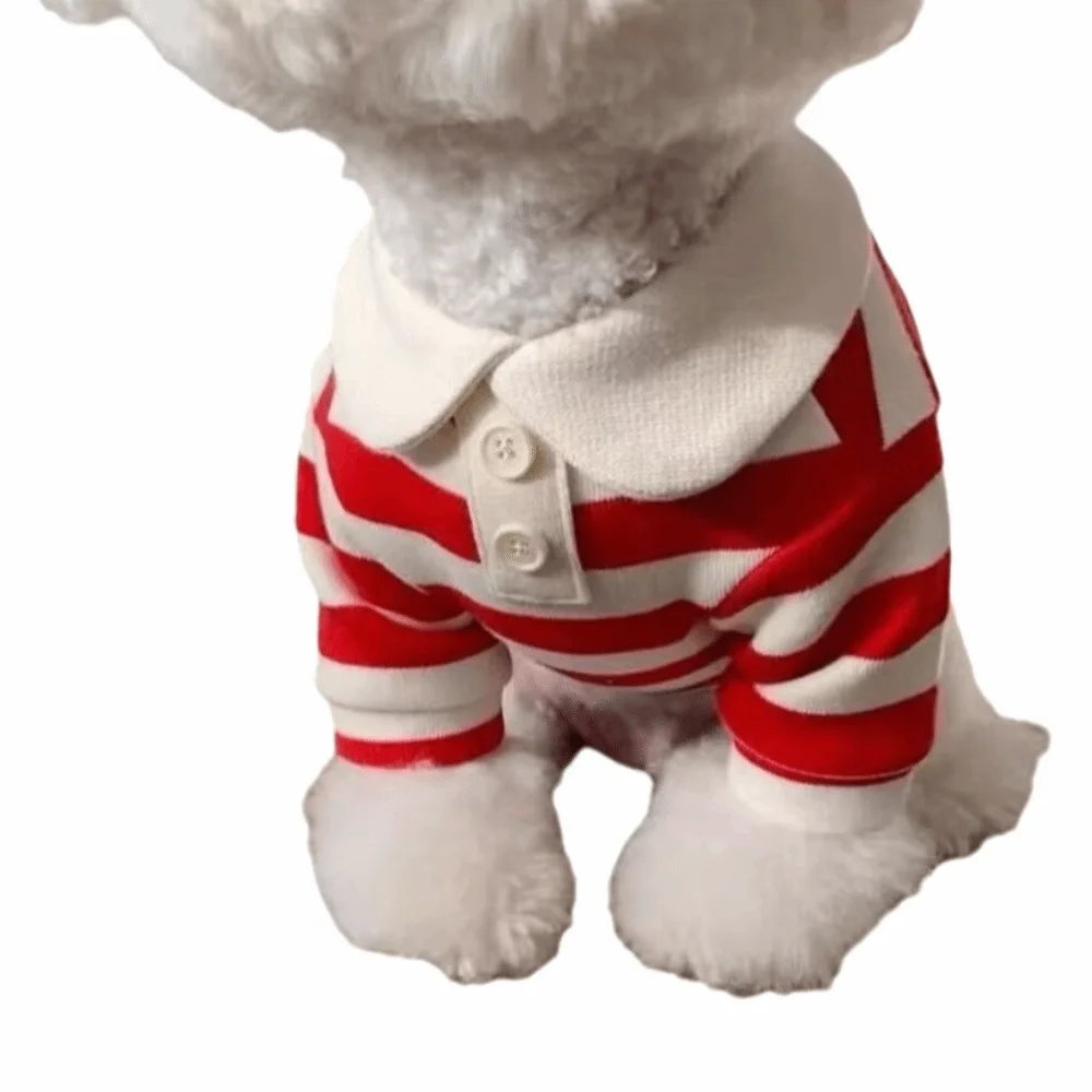Fashion Collared Style Dog Striped Shirt Breathable Soft Dog T Shirts Cooling Vest Comfortable Cat Vest Kittens Wear