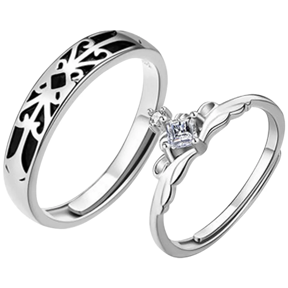 

Stackable Rings for Women Crown Couple Men's Jewelry His and Her Matching Alloy Adjustable Lovers Memorial Ornaments