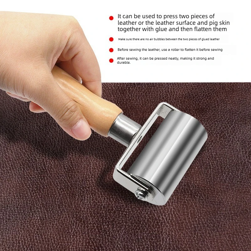 26/60/100mm Press Edge Roller Leather craft Glue Laminating Tool Leather Edge Creaser Smoother Steel Iron Roller DIY Handmade