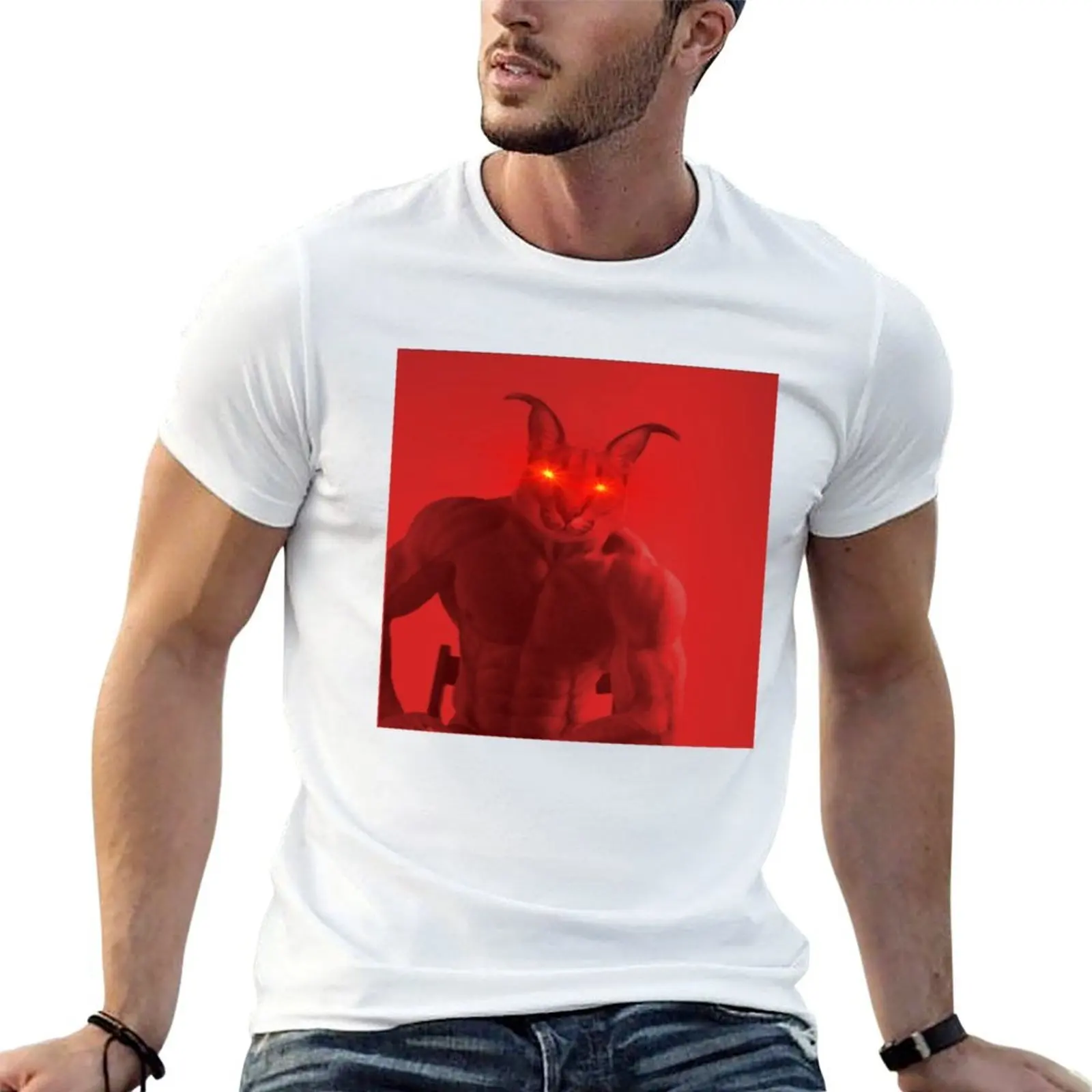 

RED ANGRY CHAD FLOPPA CAT CARACALS GIGA CHAD CAT GIGA CAT MUSCLE FLOPPA Classic T-Shirt printed t shirts for man T-Shirt