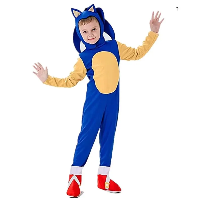 Anime Cartoon Jumpsuit Bodysuit Cosplay Disguise Hedgehog Cosplay Costume Anime Boys Girls White Gloves Halloween Gift
