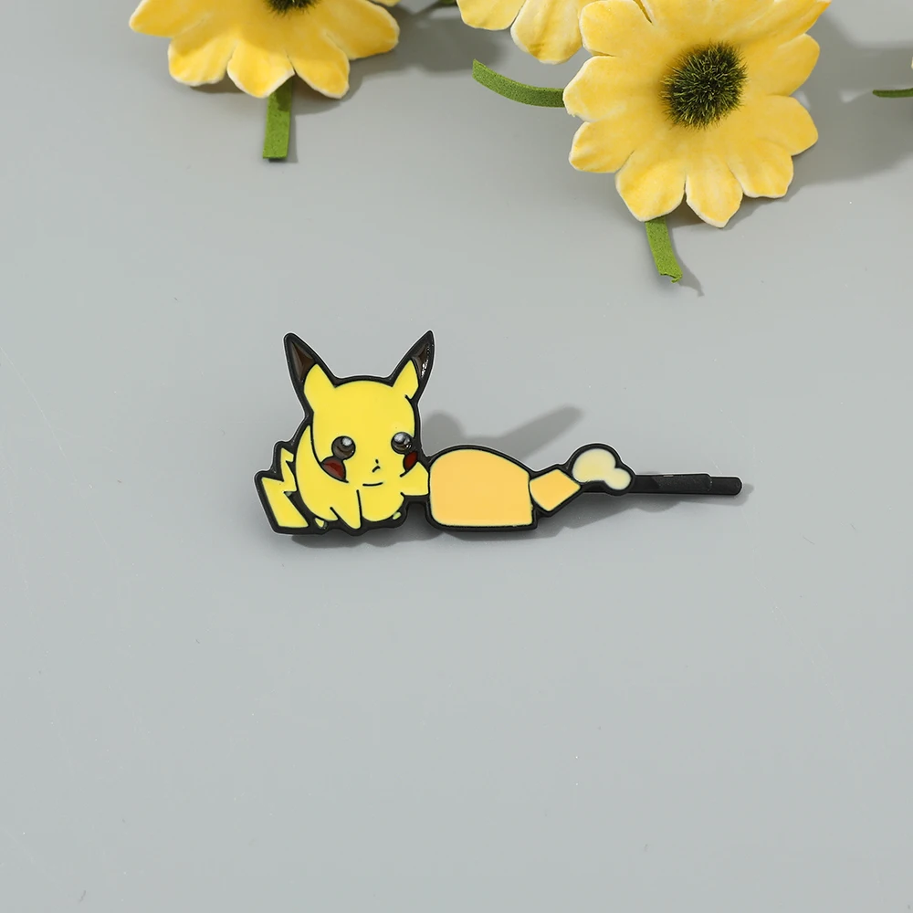 Pokemon Anime Cartoon Figure Hair Pins Cute Pikachu Snorlax Togepi Enamel Hair Barrettes Fashion Hair Accessories for Woman