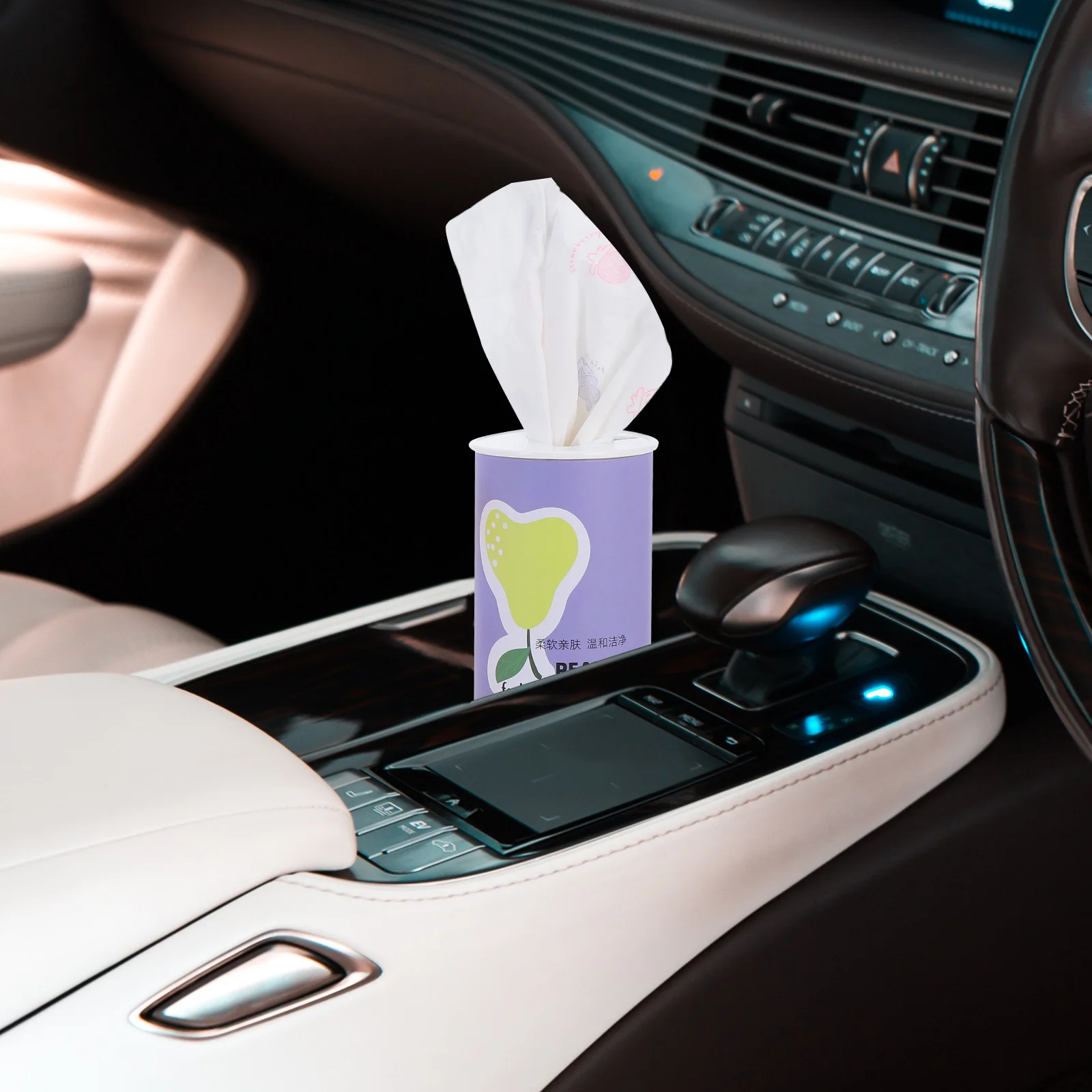 

3Pcs Cute Printed Car Tissue Tube Box Cylinder Round Holder 40 Sheets Per Cylinder Car Tissue Organizer Auto Interior Essential