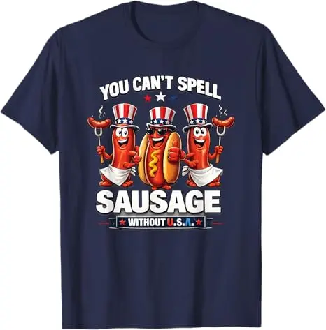 Du kannst die Wörter „Wurst ohne USA“ nicht aufreißen, wenn du das 4. Juli Amerika-Flaggen-T-Shirt Y2k „Stolzer Amerikaner“ mit patriotischem Grafik-Aufdruck für Herrenkleidung nennst. – Detail 9