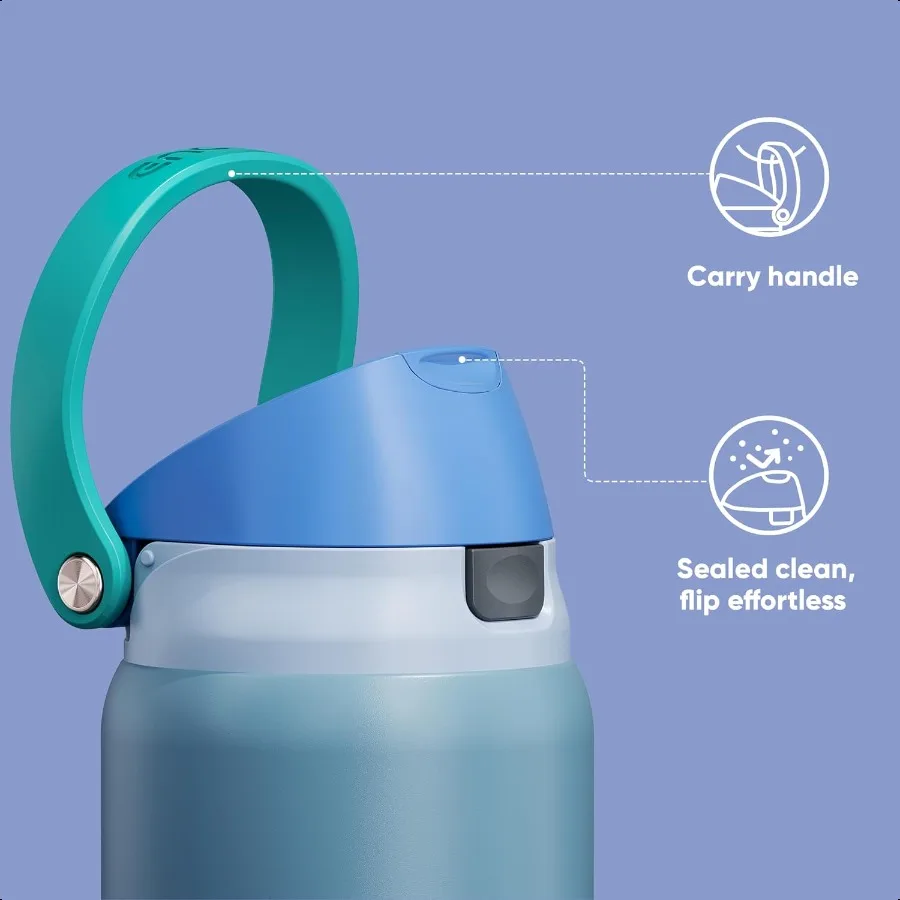 Geïsoleerde roestvrijstalen waterfles met rietje Lekvrije sportwaterfles voor schoolreizen Houdt de hele dag koud OneTouch Fli